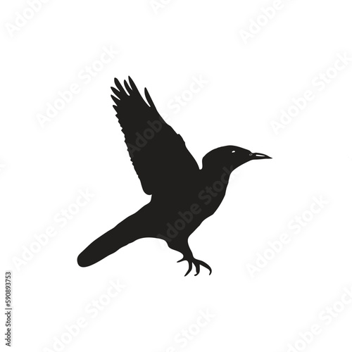 a flying  black wild bird vector silhouette line artwork illustration