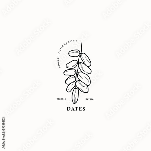 Line art dates branch illustration