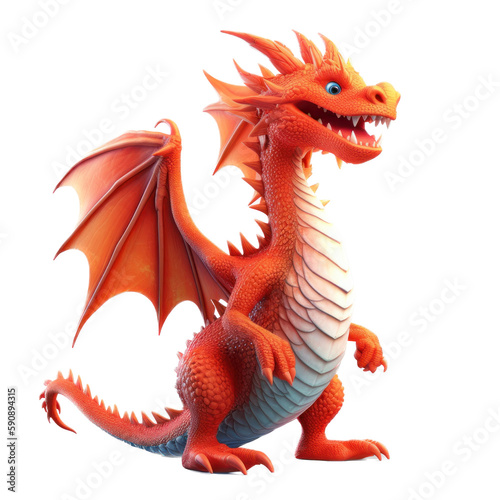 A cartoon character orange dragon isolated on a white background © Iconicdesign