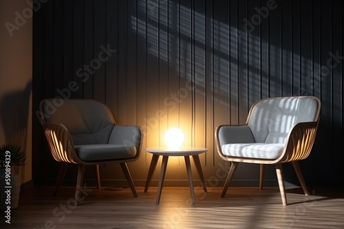 Scandinavian furniture chair. Generate Ai