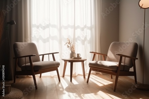Interior scandinavian furniture. Generate Ai