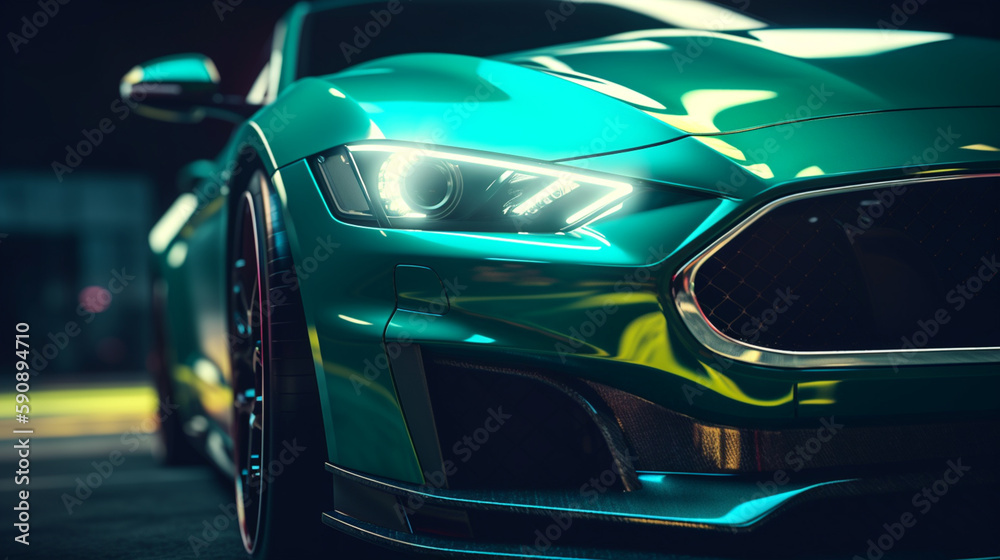 A super green sports car background wallpaper illustration. A super green sports car background wallpaper illustration.