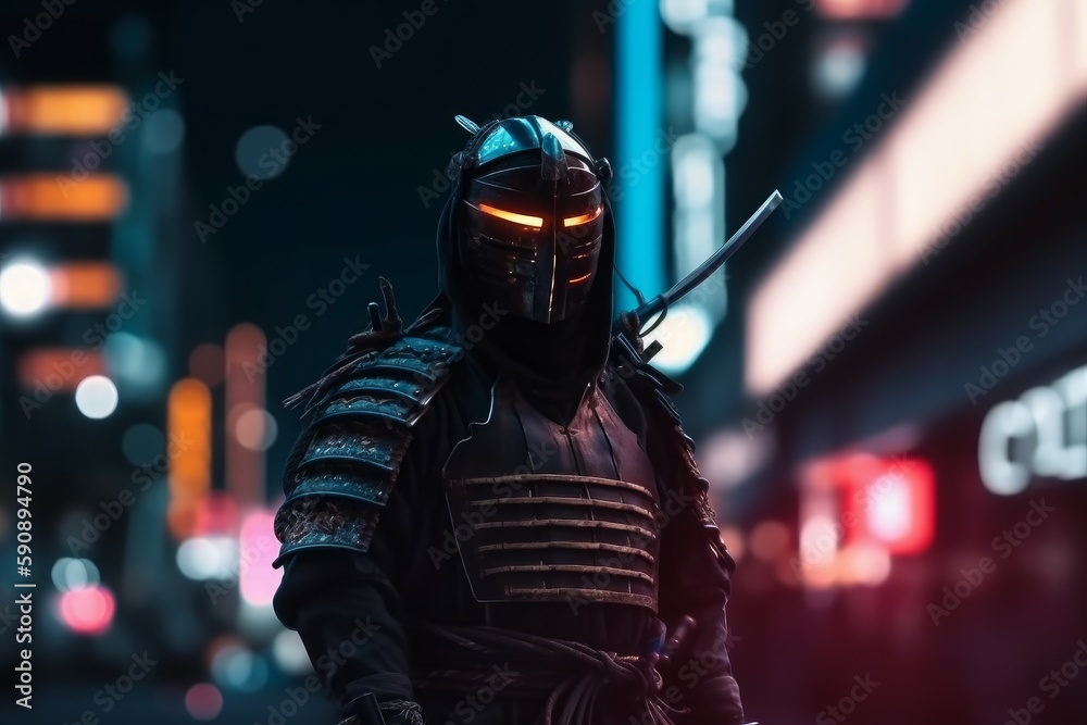 Japan street samurai. Generate Ai Japan street samurai. Generate Ai
