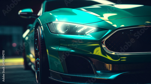 A super green sports car background wallpaper illustration. 