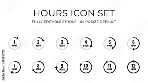 Hour Clock Count Simple Vector Icon Set