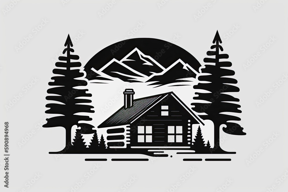 Obraz premium rustic cabin nestled in a forest clearing. Generative AI