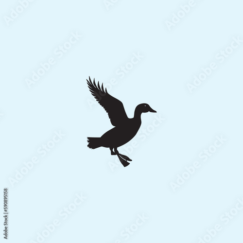 a black headed duck vector silhouette illustration