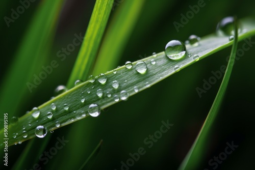 Morning waterdrop on green grass. Generate Ai