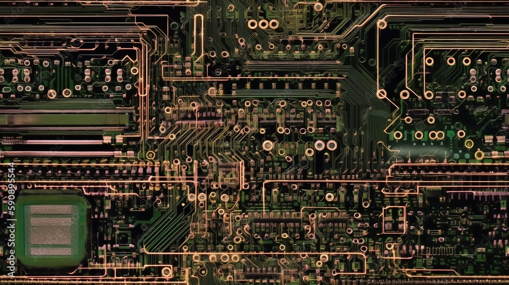 Fototapeta premium MidJourney v5 Generated Circuit Board - Motherboard