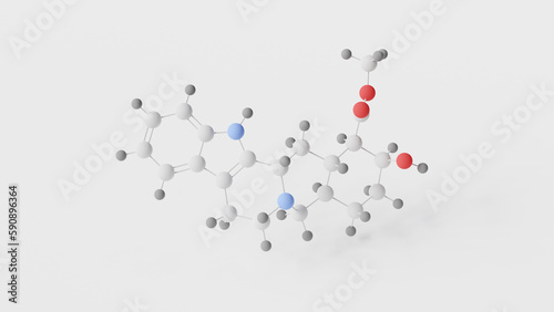 yohimbine molecule 3d, molecular structure, ball and stick model, structural chemical formula quebrachine