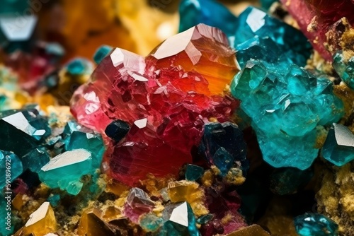 Colorful minerals closeup. Generate Ai