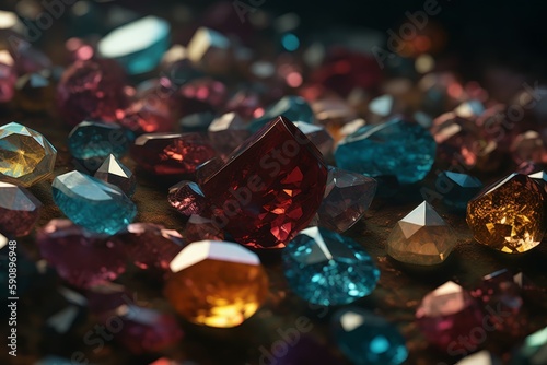 Colorful gemstones closeup. Generate Ai