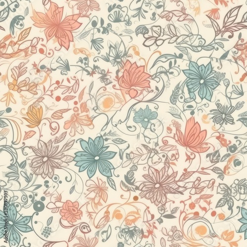 Wallpaper Mural Playful and modern floral seamless pattern, featuring bold and geometric shapes that add a trendy and edgy touch to any project. generative ai. Torontodigital.ca