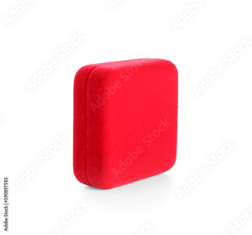 Red box for engagement ring on white background