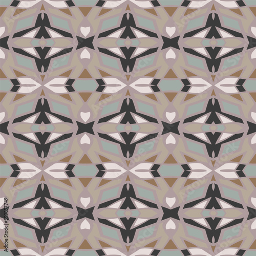 Style trendy color abstract geometric pattern in beige white black blue, vector seamless, can be used for printing onto fabric, interior, design, textile