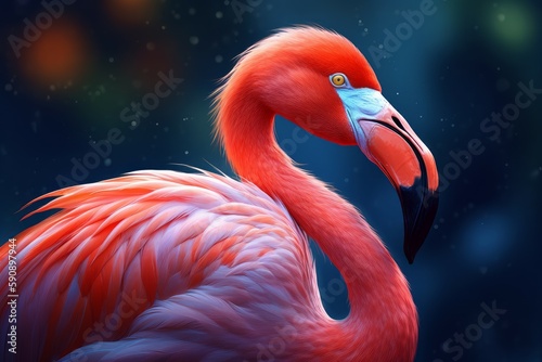 Flamingo head art. Generate Ai