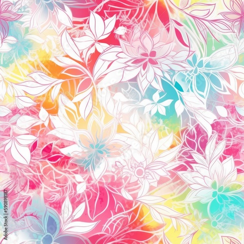 Vibrant and colorful floral seamless pattern  perfect for adding a touch of liveliness to any design project.