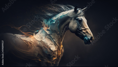 Horse animal abstract wallpaper. Contrast background stallion in vivid colors generative ai
