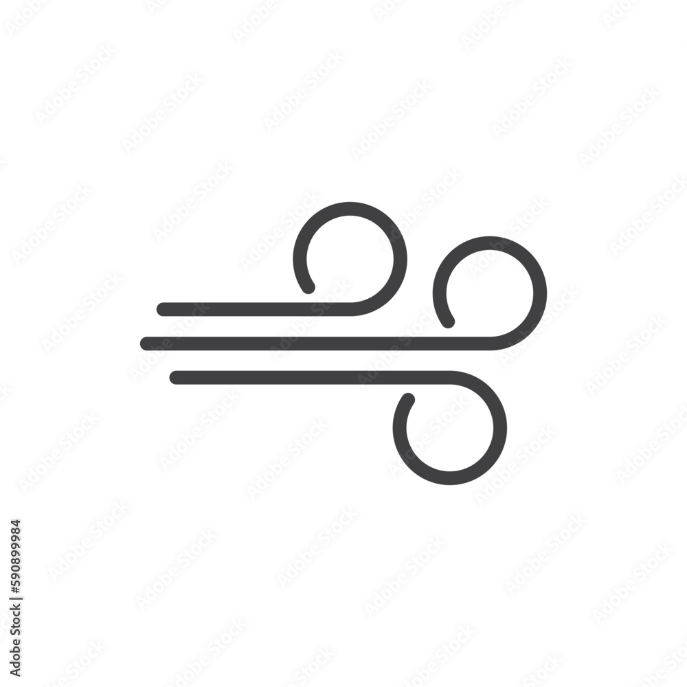 Wind vector icon. Wind flow flat sign design. Weather wind linear symbol pictogram. UX UI icon