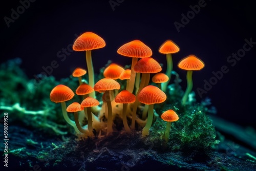 Mushroom neon fluorescent. Generate Ai