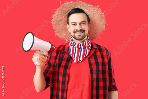 Handsome man with megaphone...