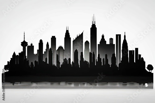 monochromatic city skyline. Generative AI