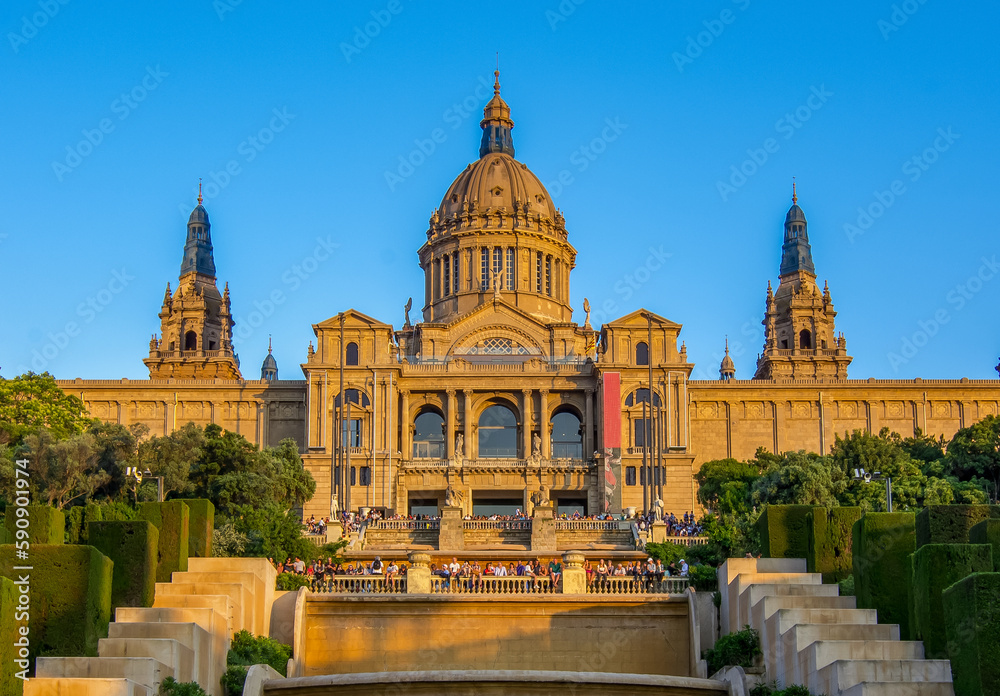 Fototapeta premium National palace (Palau Nacional) on Montjuic hill, Barcelona, Spain