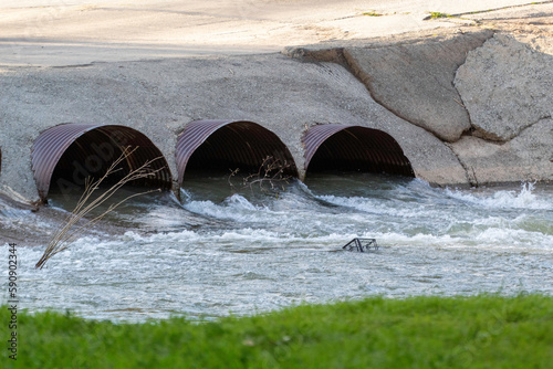 Rain water flood control running though tubes