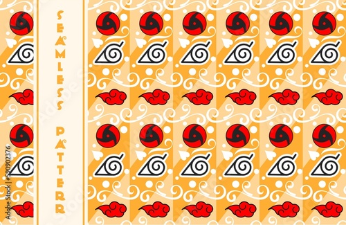 seamless vector pattern, with ninja concept, in anime movie.