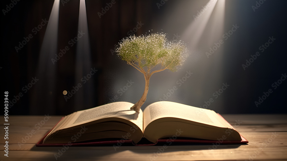 World philosophy day concept with tree of knowledge planting on opening ...