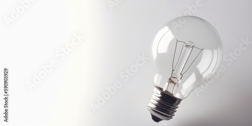 Creative Brainstorming Concept Featuring a Light Bulb on a White Background - Generative AI