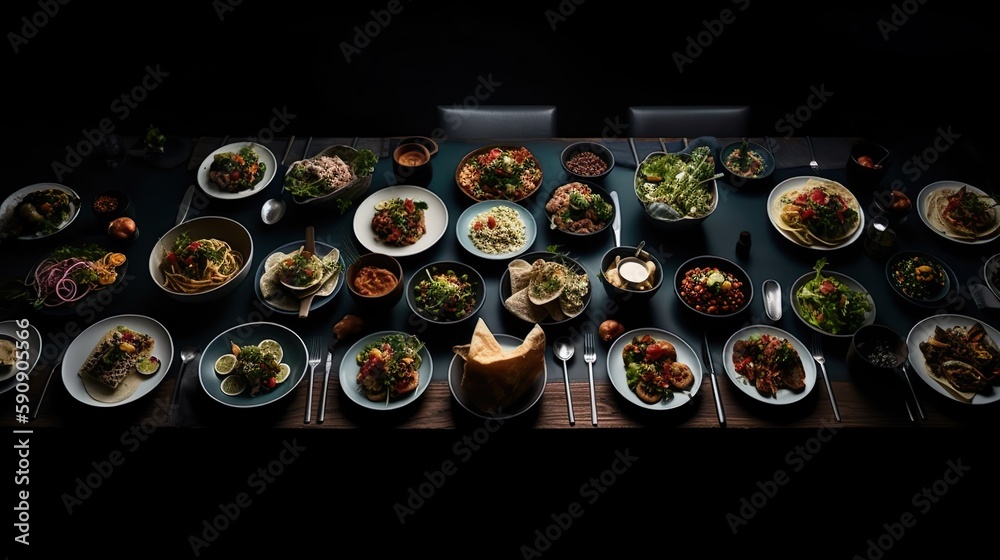 Fresh and Spicy Tacos: Mexican food made with fresh ingredients and spices. Whether at a party, as a buffet, in a restaurant or as finger food. - Generative AI Fresh and Spicy Tacos: Mexican food made with fresh ingredients and spices. Whether at a party, as a buffet, in a restaurant or as finger food. - Generative AI