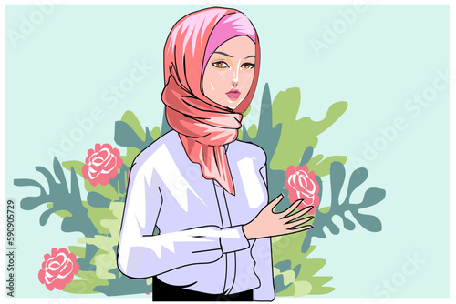 Beaautiful Hijab Woman Vector