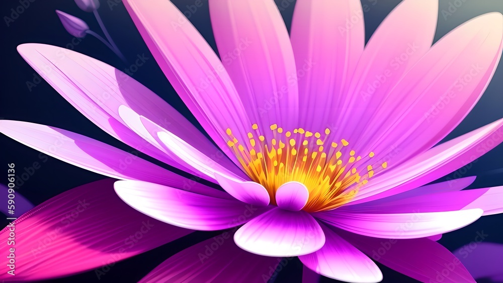 Obraz premium Close-up of a purple flower on a dark background, generative AI