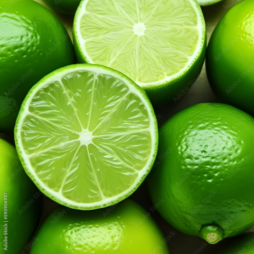 Lime on white. Illustration. Ai generation. Lime on white. Illustration. Ai generation.