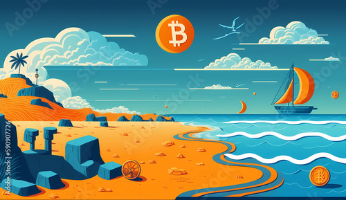 Bitcoin Beach Artwork  Illustration photo