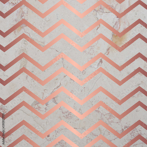 rose golden chevron  on marble background  (ID: 590907950)