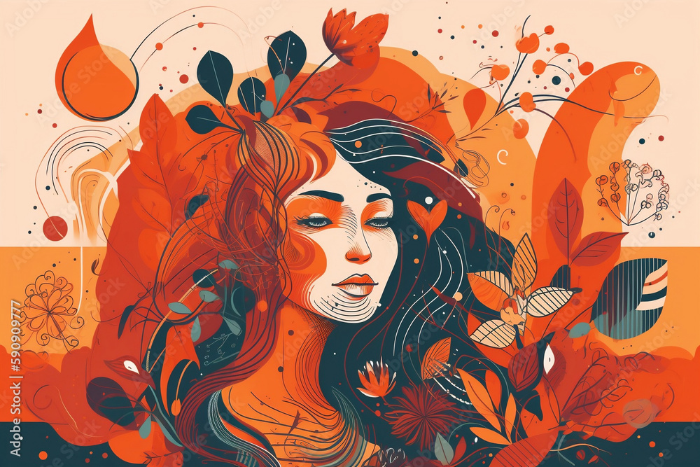 Mindful Summer: Illustrated Women Finding Inner Peace with Nature and Spirituality - Generative AI