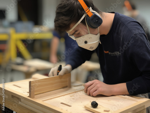 A Student in Wood Shop | Generative AI