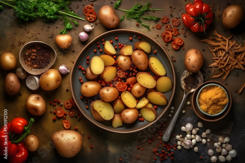 Delicious home fries with lots of ingredients. Generative AI