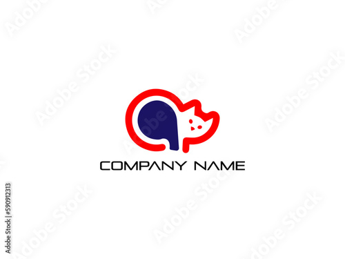 Abstract athlete Animal logo vector design. Gym, sports games, fitness, business, trainer vector logo.  Quotation marks and symbol with modern colors vector design.