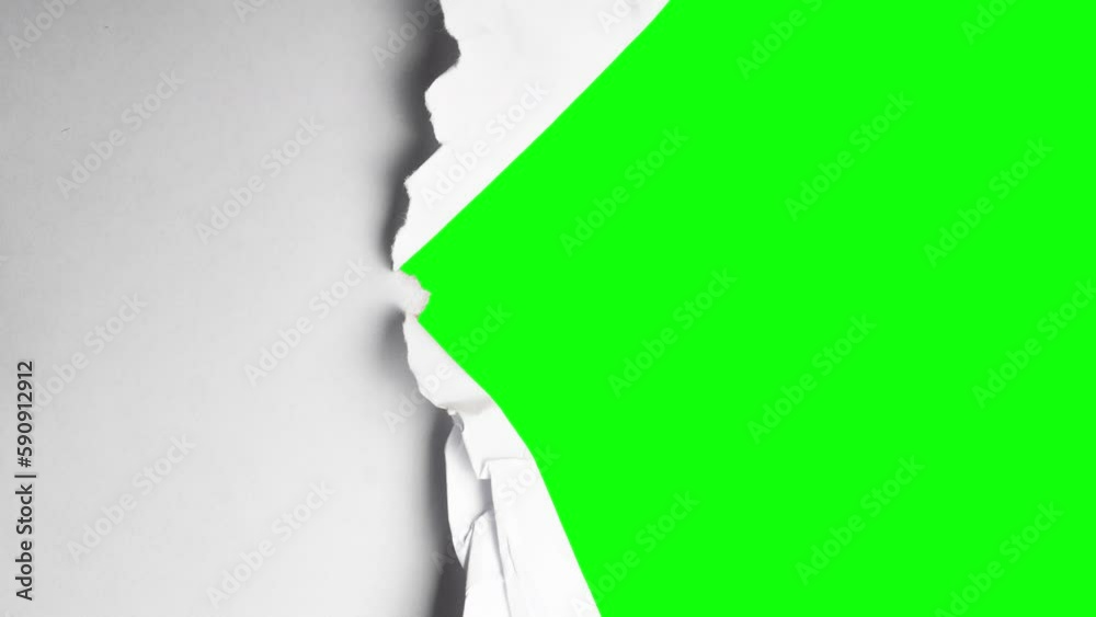Paper animation over green screen Stop motion, Paper Sheets Tearing from the Center