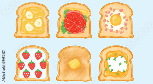set of bread toast