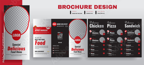 Special delicious Food menu brochure template for business, Fast food restaurant menu social media marketing web banner template design. Pizza, burger and healthy food business online promotion flyer.