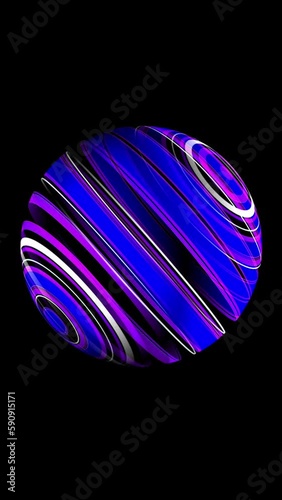Colorful sphere roatating over black vertical video photo