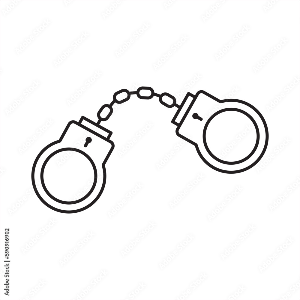 Handcuff vector icon. Handcuffs flat sign design. Cuffs symbol pictogram. Police handcuffs isolated icon. UX UI icon Handcuff vector icon. Handcuffs flat sign design. Cuffs symbol pictogram. Police handcuffs isolated icon. UX UI icon