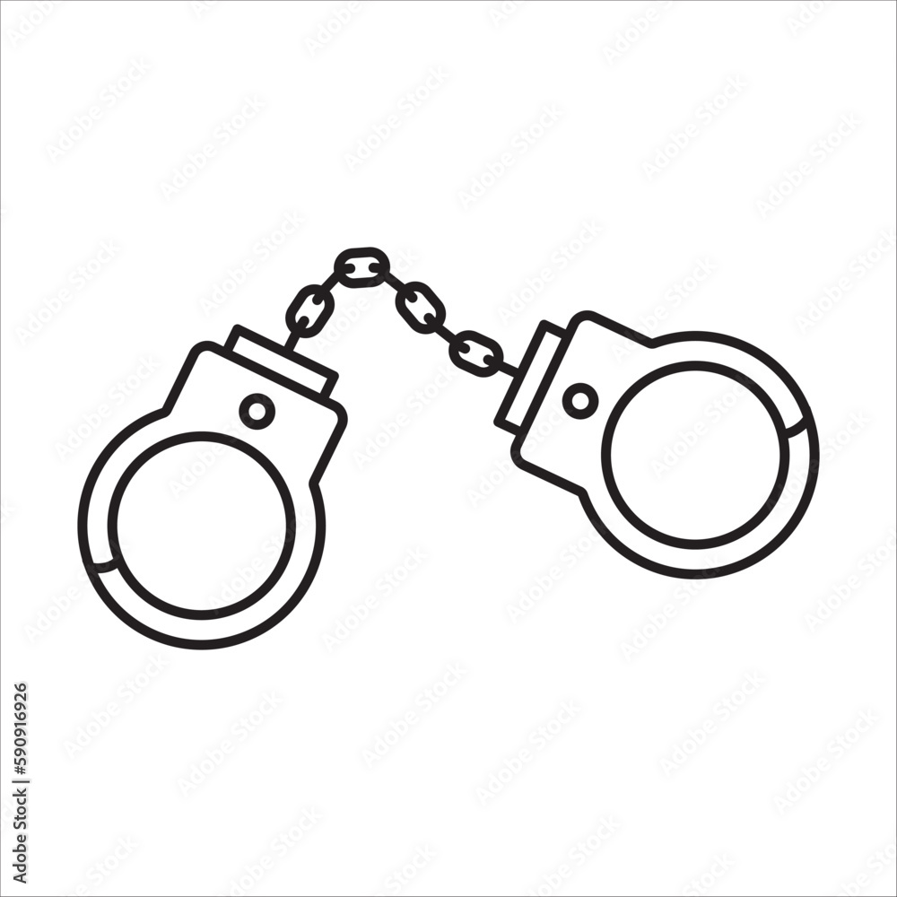 Handcuff vector icon. Handcuffs flat sign design. Cuffs symbol pictogram. Police handcuffs isolated icon. UX UI icon Handcuff vector icon. Handcuffs flat sign design. Cuffs symbol pictogram. Police handcuffs isolated icon. UX UI icon