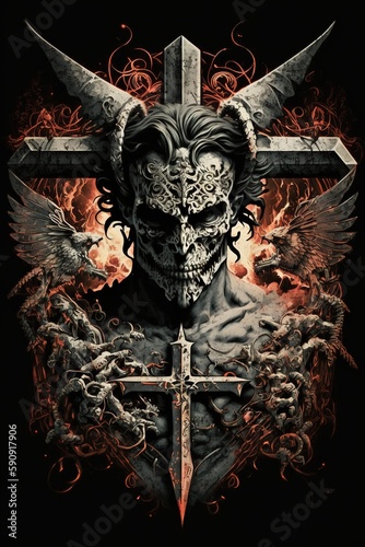 demonic skull on the cross
