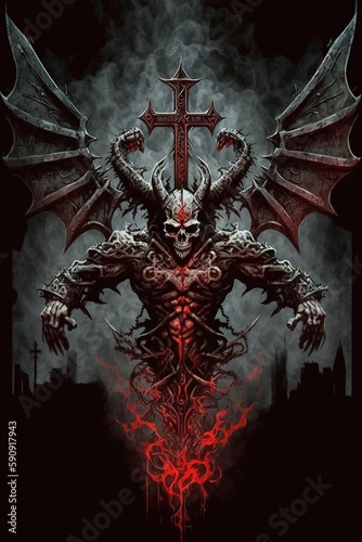 demonic skull on the cross
