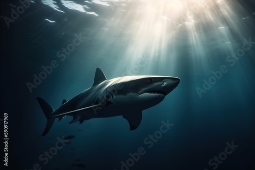 shark hunts underwater  © stasknop